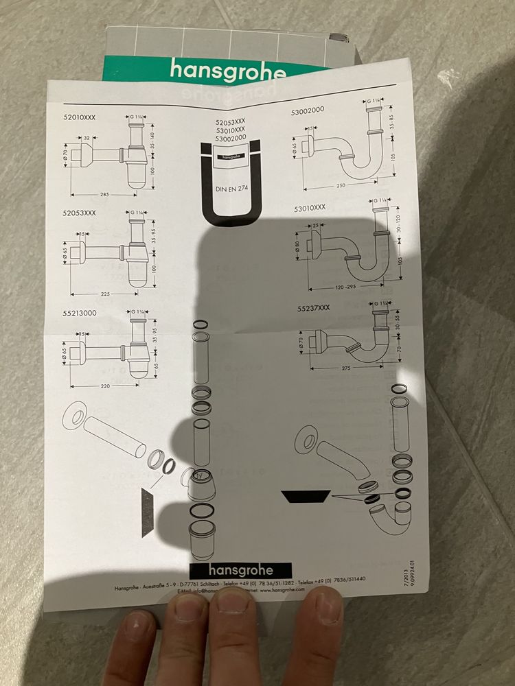 Хромирани удължители за сифон Hansgrohe / Grohe