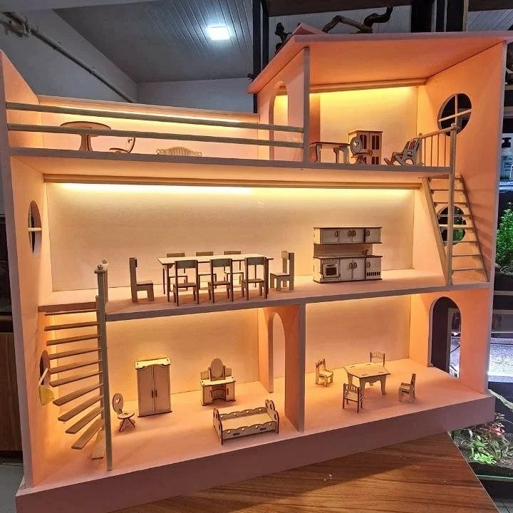 Качественный кукольный домик в стиле хайтек из 12 мм мдф