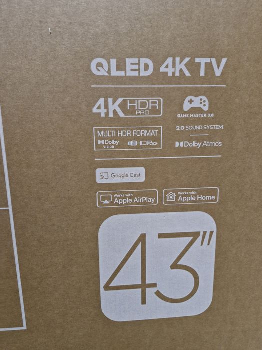 Televizor QLED TCL 43T7B, 108 cm, Smart Google TV, 4K Ultra HD