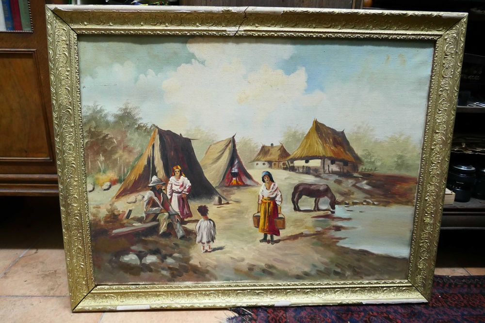 Scena Nomazi Pictura naiva Rama lemn(crapata) 70/50 ulei/ panza