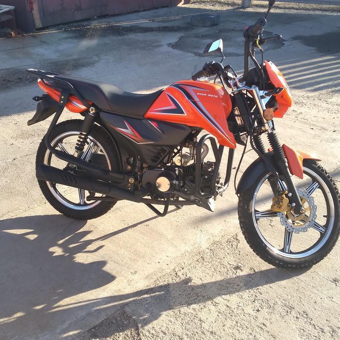 мотоцикл 48(110)куб мопед Khan Moto оранжевый с дугами альфа с доками