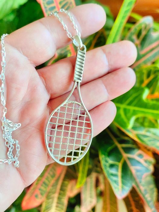 Сребърно тенис колие, подарък за тенесист, подарък за треньор по тенис