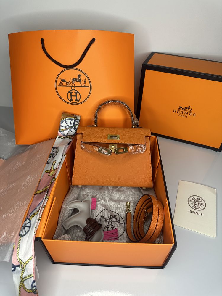 Geanta de lux HERMES Kelly mini 19 20 cm piele naturala 100% cadou