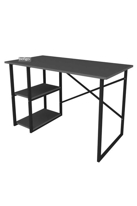 Birou metalic cu blat Antracit 120x60 si 2 polite