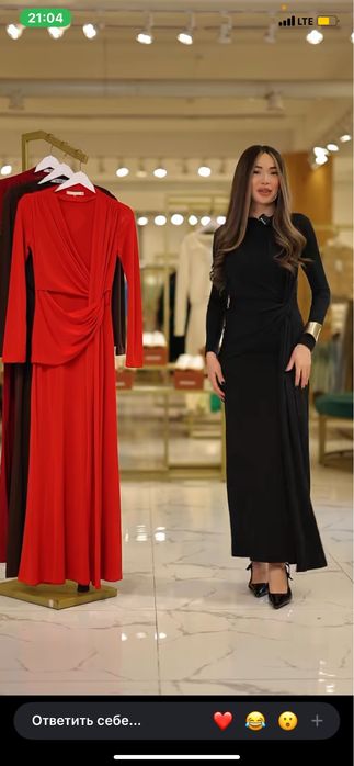 Черный длинный платье