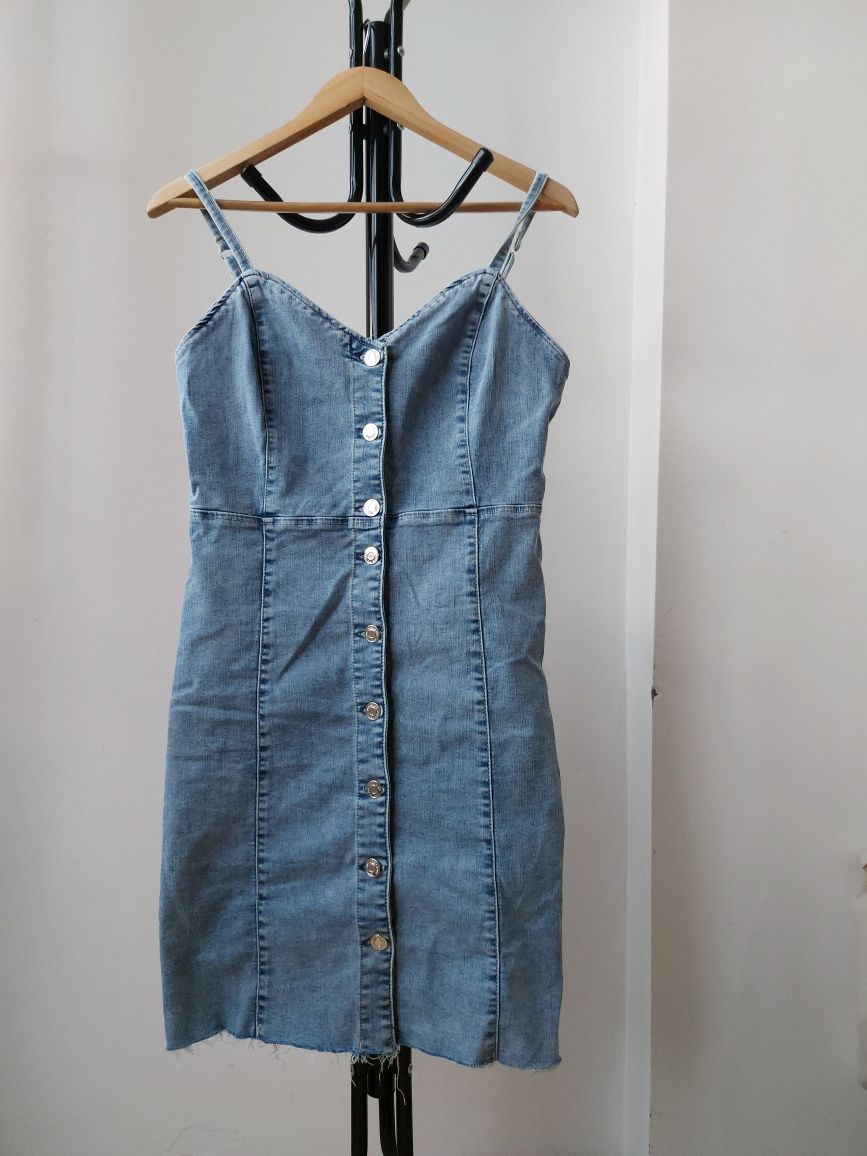 Rochie midi din denim Orsay pe albastru deschis  (40)