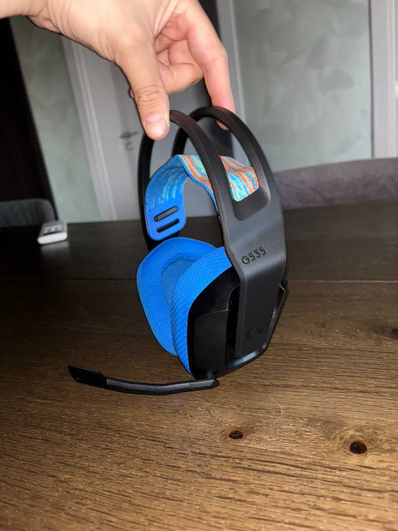 Гейминг слушалки Logitech - Lightspeed G535, безжични, черни/сини