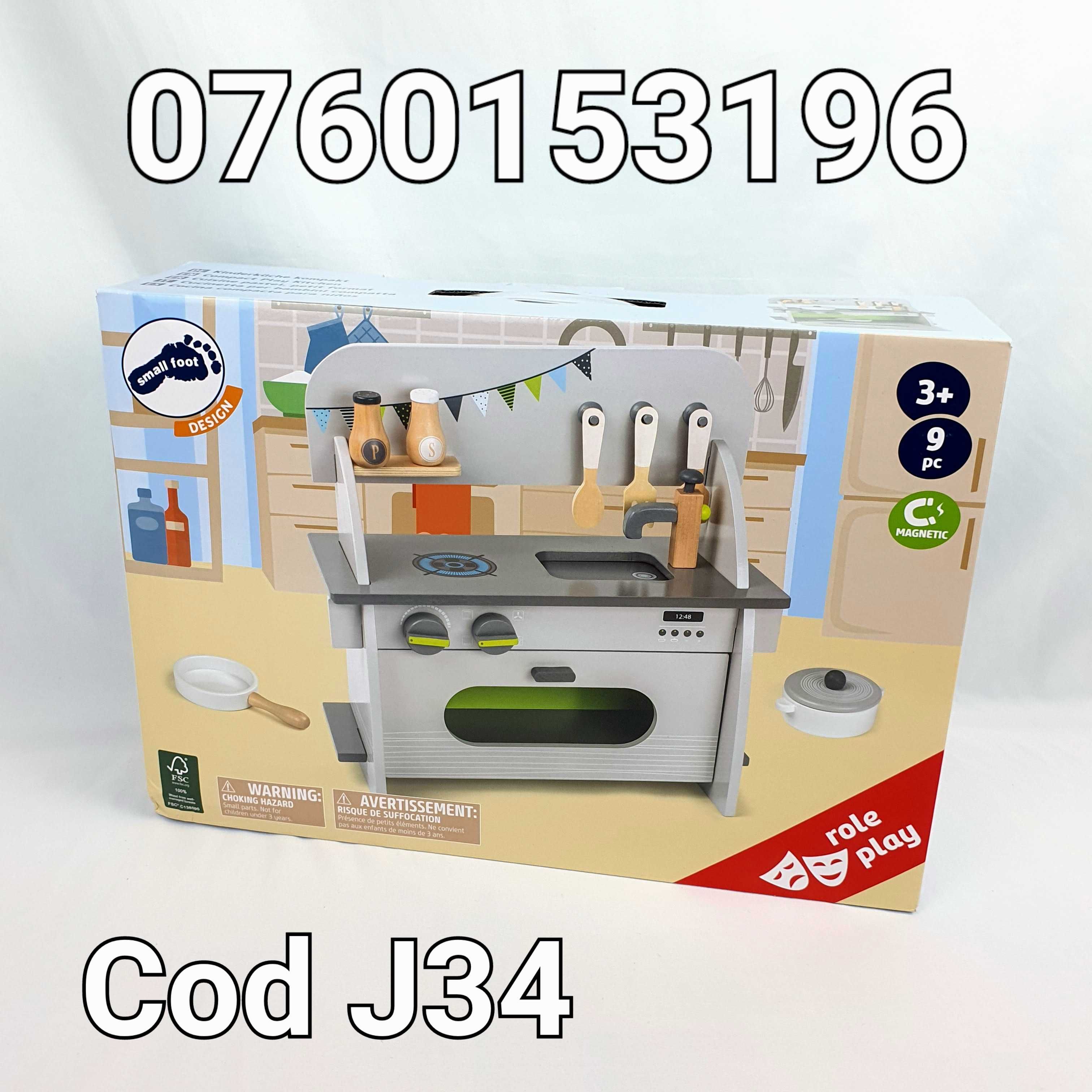 Bucătărie compactă pt copii, din lemn-Cu accesorii incluse - J34
