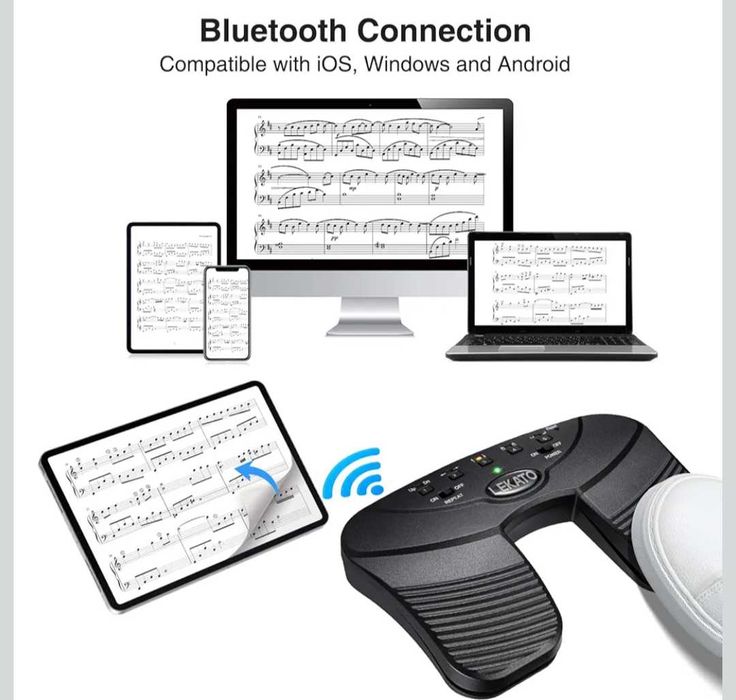 LEKATO Bluetooth педал за превъртане на страници за таблети смартфони