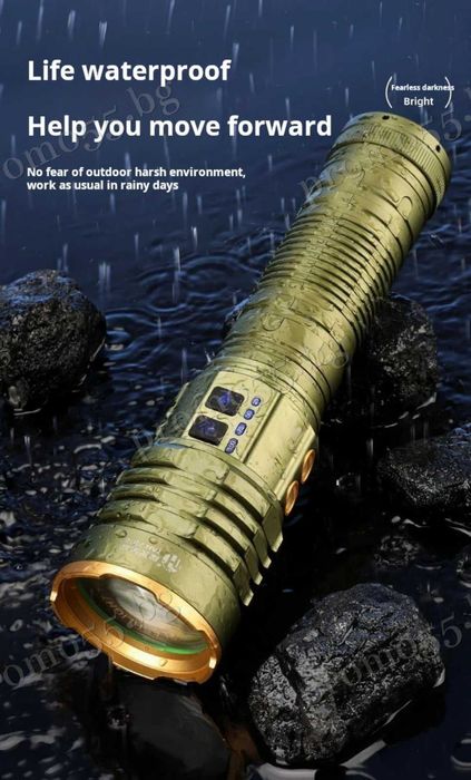 Високомощен Алуминиев Акумулаторен Фенер с Лазерен Лъч в Три Цвята