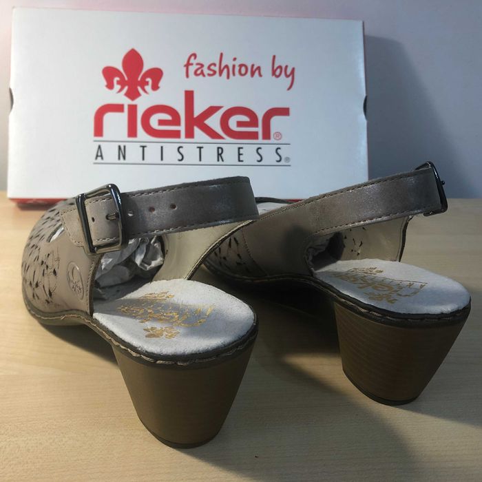 Sandale dama bej, Rieker, din piele naturală, foarte comode+Livrare 0!