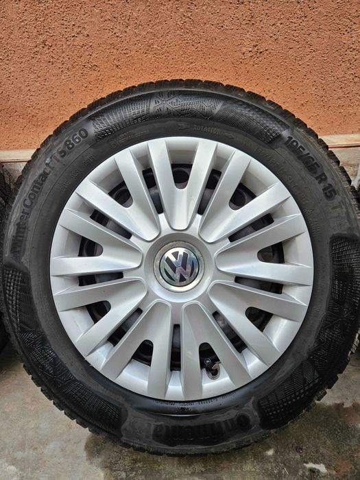Set roti iarna Continental TS860+jante otel 15''+capace originale VW