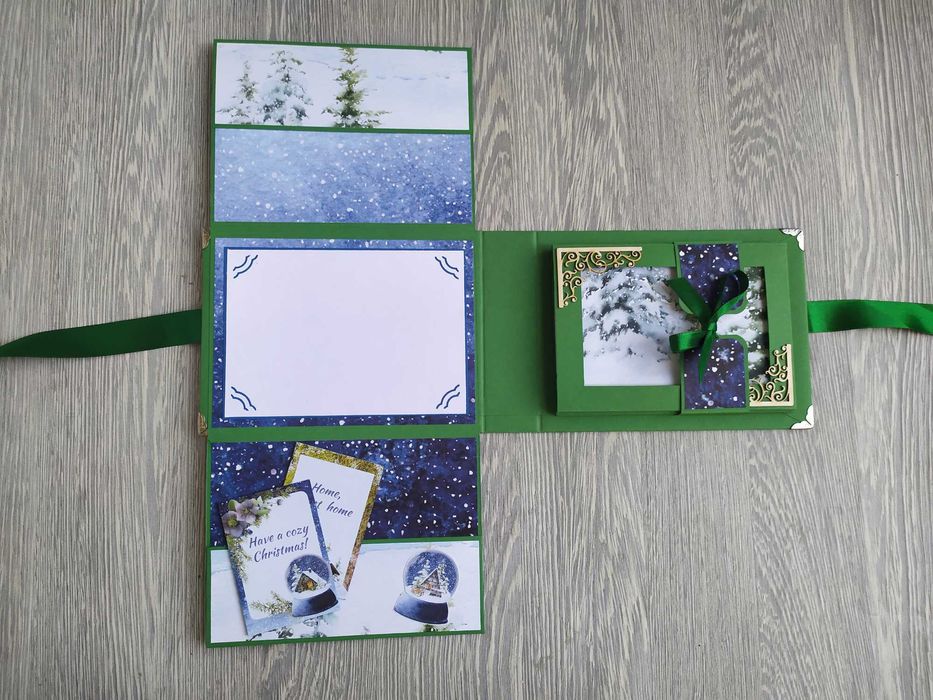 Мини скрапбук албум с коледни мотиви, ръчна изработка /57.5-6