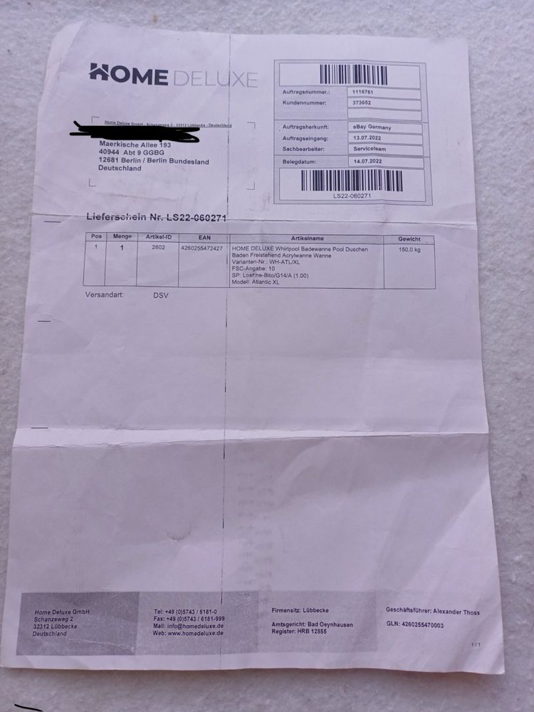 Whirlpool вана Home Deluxe Atlantic XL – нова, неизползвана