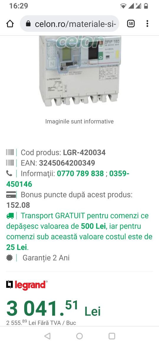 Distribuitor de putere Legrand Dpx3 160 Mt+Diff 4P 80A 16Ka cu USB