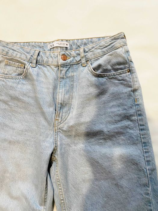 Blugi dama, Zara, albastri, largi, 38, noi