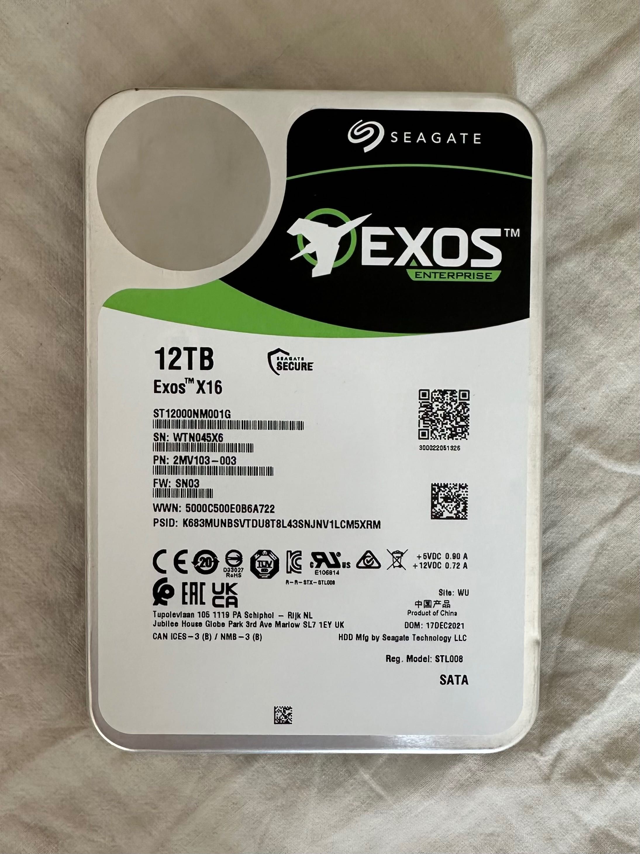 Жесткий диск SEAGATE EXOS X16 (7200RPM, 12TB)