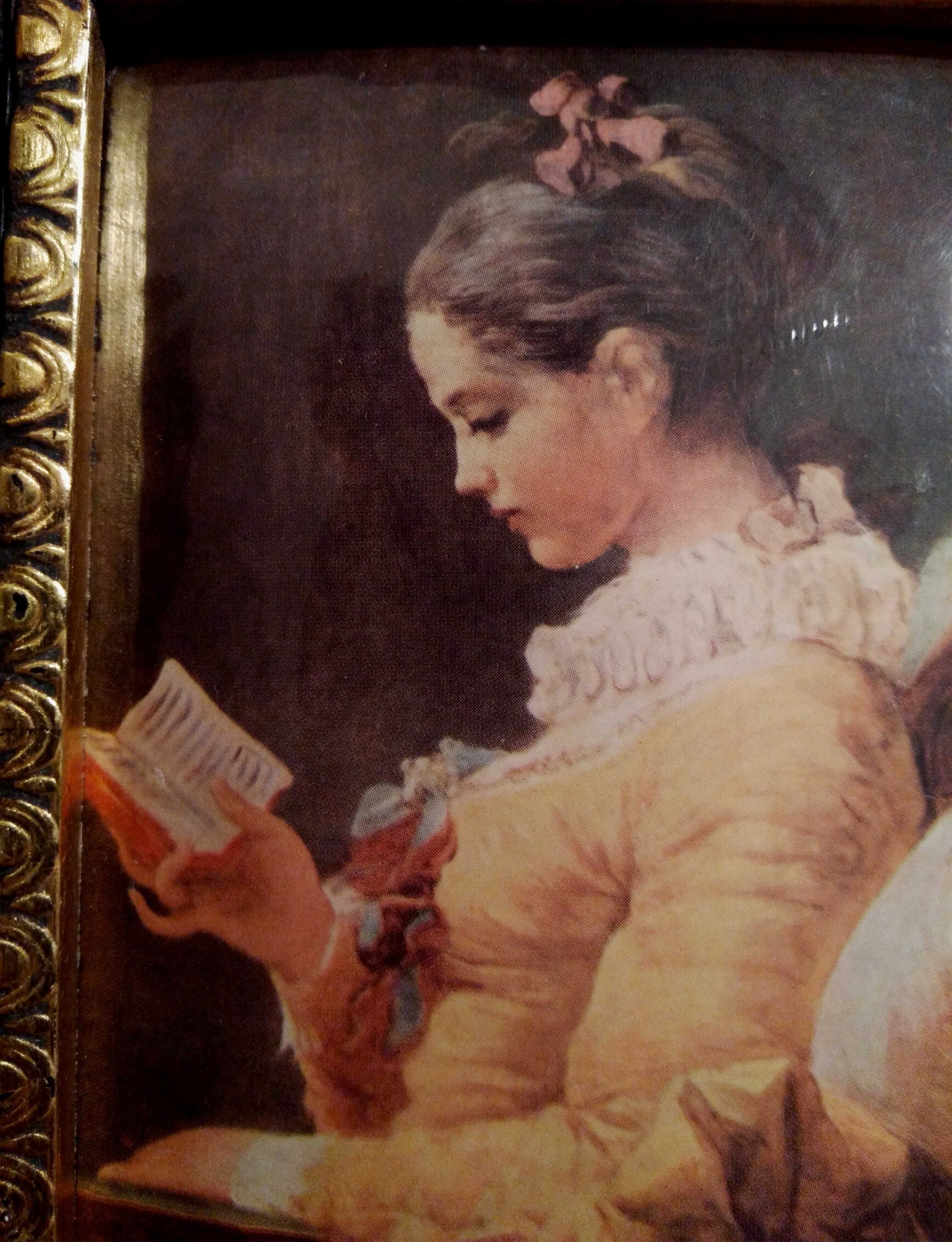 Tablou Limoges Fragonard | Fată citind | Franta, cca. 1920