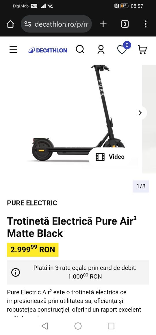 Trotineta electrica pure air 3