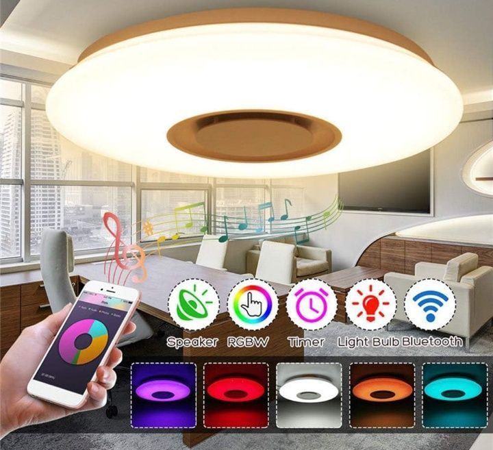 Plafoniera led lamp cu boxa cu telecomanda bluetooth 23cm