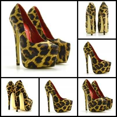 Platforme dama sexy animal print toc cui pantofi piele eco pantofi