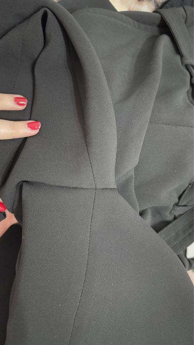 Pantalon dama negru elegant larg pe picior cu curea H&M