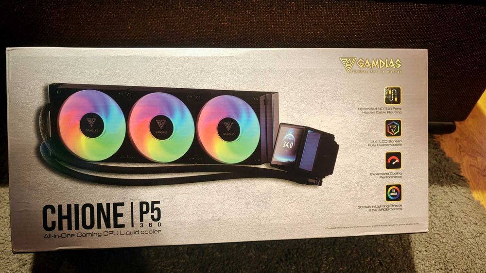 Водно охлаждане GAMDIAS CHIONE P5-360 WH AIO ARGB -3.4” IPS LCD, 360mm