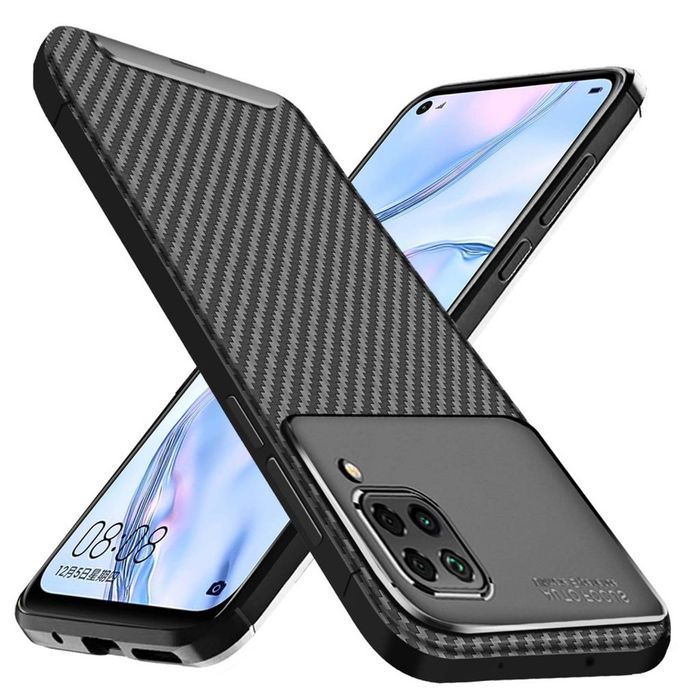 Huawei P40 P30 Lite/Pro - Husa Din Silicon Carbon Neagra, Black