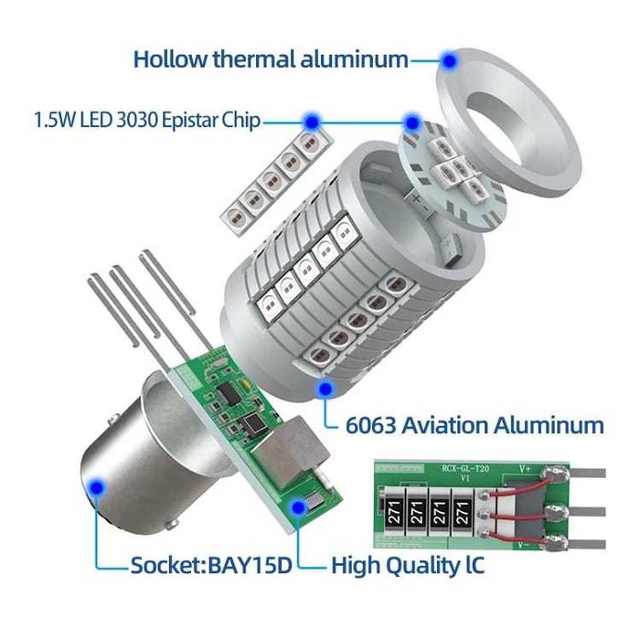 Becuri led Xentech Light 45 SMD 3030 P21w PY21w alb si portocaliu 30w