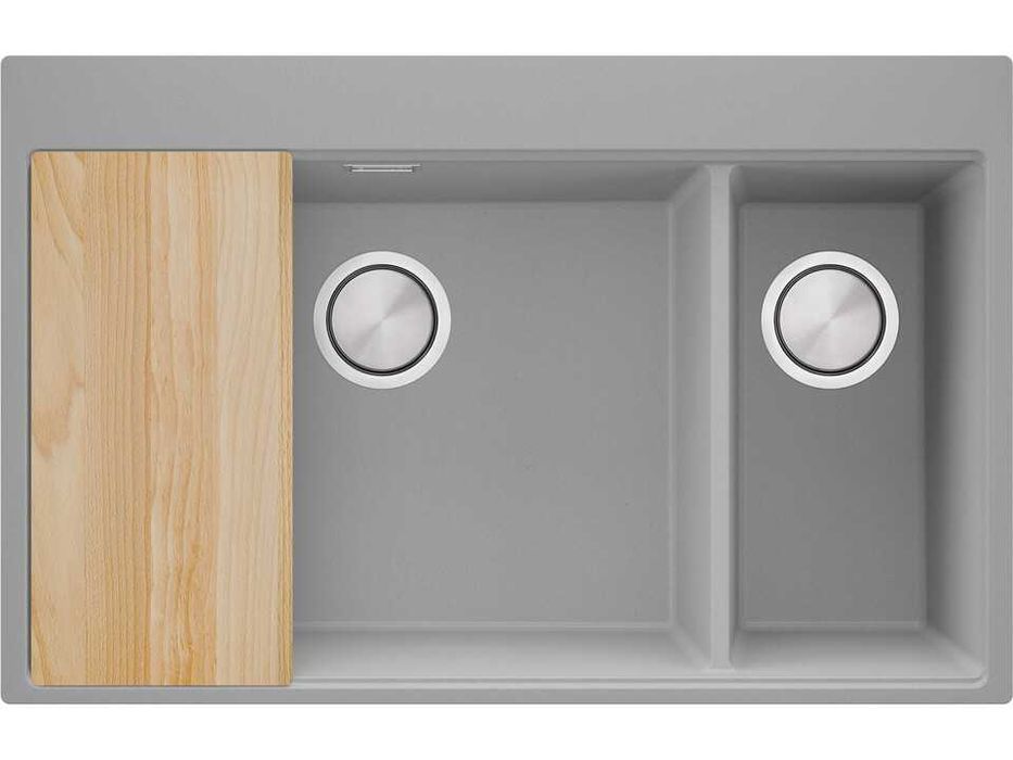 Сива кухненска гранитна мивка Осло 80 Duo Top 780x500 мм