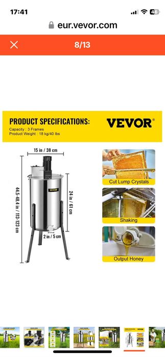 Центрофуга за пчеларство сепаратор за мед, екстрактор