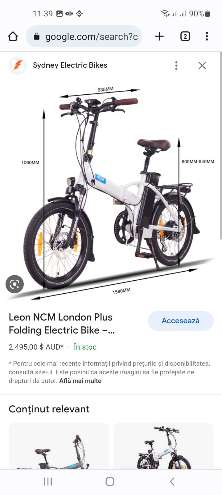 Bicicleta electrica pliabila Leon NCM London Plus