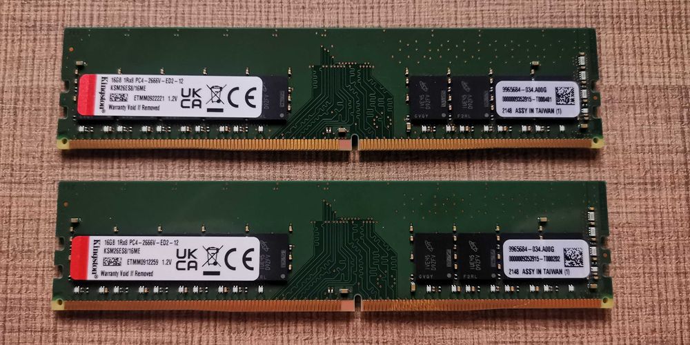 памет RAM Kingston 32Gb (16GB x2) DDR4 2666 UDIMM, ECC unbuffered