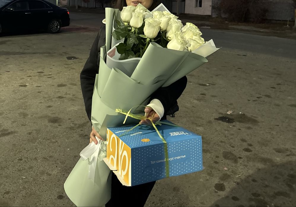 Букет из 15роз свежие  70см