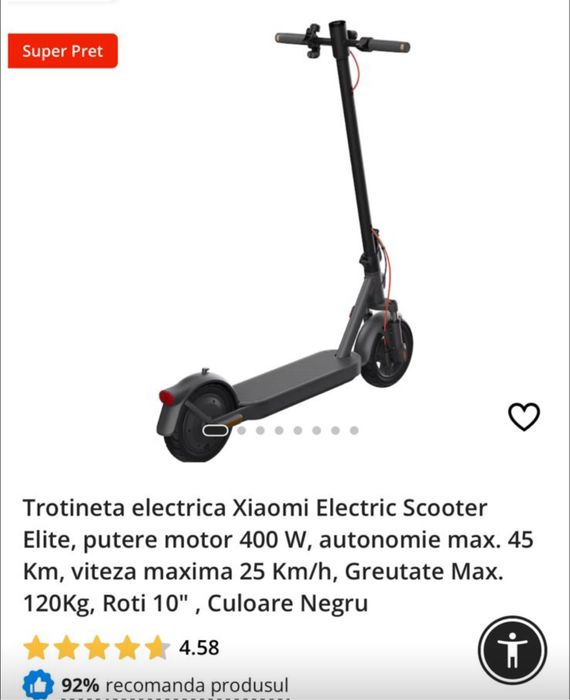 Trotineta electrica Ciaomi Electric Scooter Ekite, putere motor 400w,