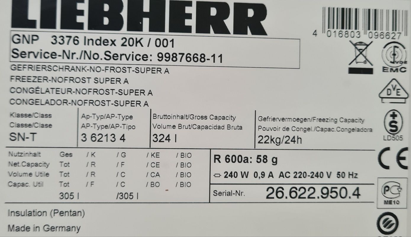 ТОП Фризер Liebherr GNP 3376 185см А+ NoFrost