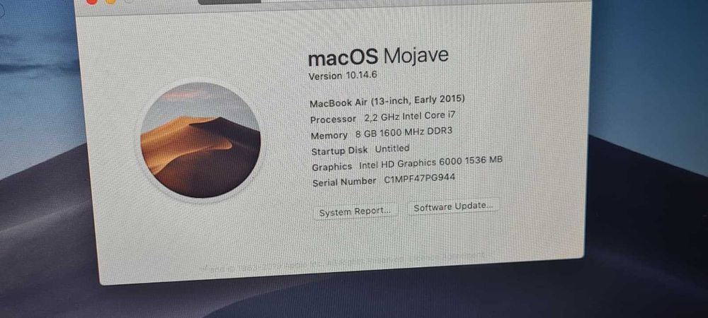 Laptop Apple Macbook Air 2015 cu procesor I7,8 Gb RAM si SSD de 500 Gb