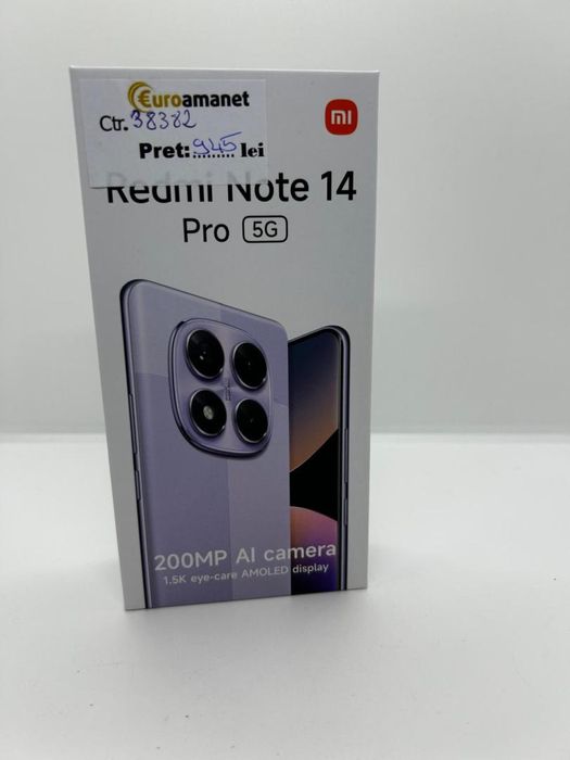 Telefon Xiaomi Redmi Note 14 Pro, 8GB RAM, 256GB, Midnight Black -D-
