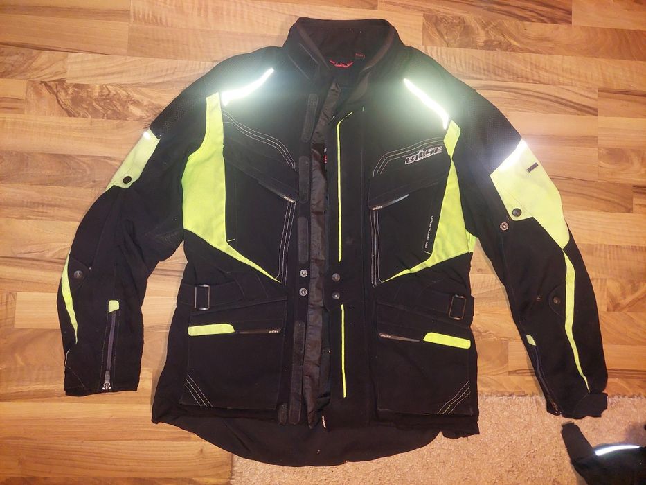 Geaca moto Buse,textil,negru cu verde,marime 54 -XL