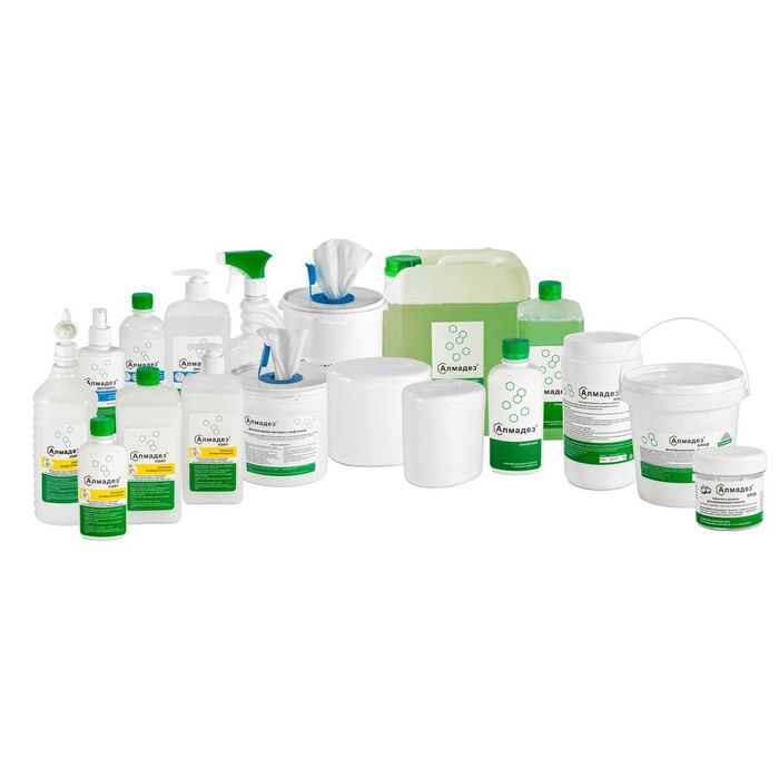 Локтевые дозаторы, салфетки, халаты, хлор, концентрат, Алмадез, Экспре