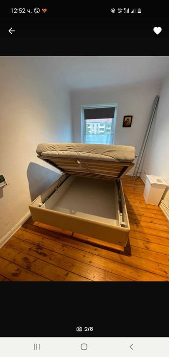 Тапицирано легло на Rufbett,140 на 200 с матрак и повдигащ механизъм