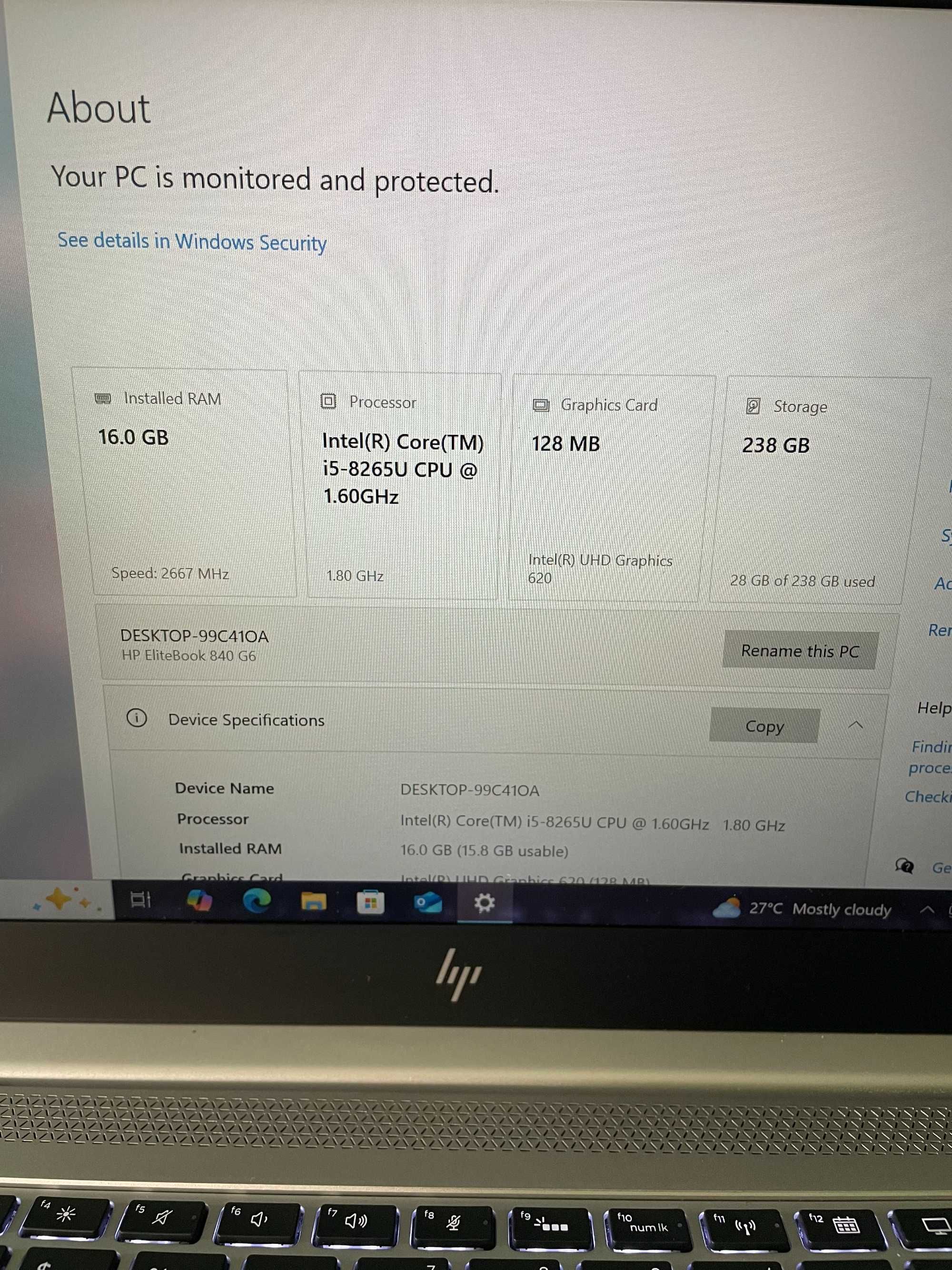 HP EliteBook G6 - 14''IPS FHD, 16GB RAM, i5-8265U, 256GB NVMe PCle SSD