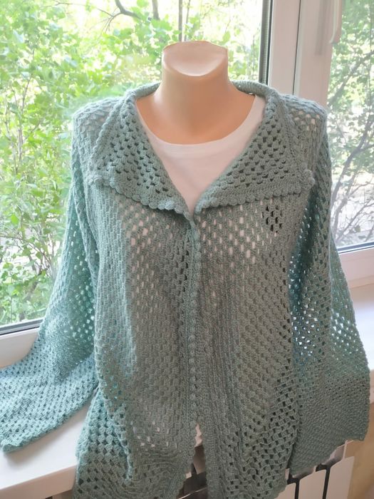 Кофта вязаная, новая. Нитки супер перле. Связано крючком. Размер 54-