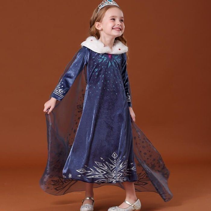 Rochie rochita printesa Elsa Frozen NOUA fulg de nea 5 6 7 8 9 10 ani