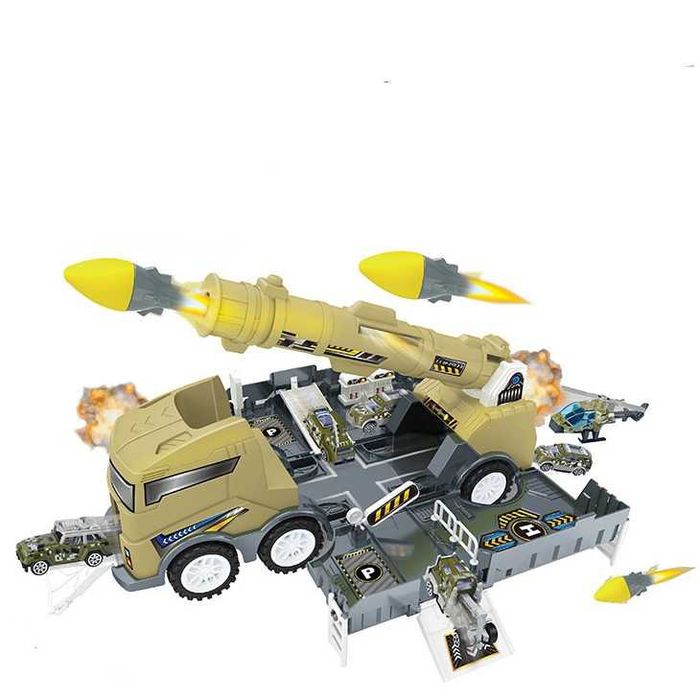 Военен камион трансформиращ се в база с паркинг