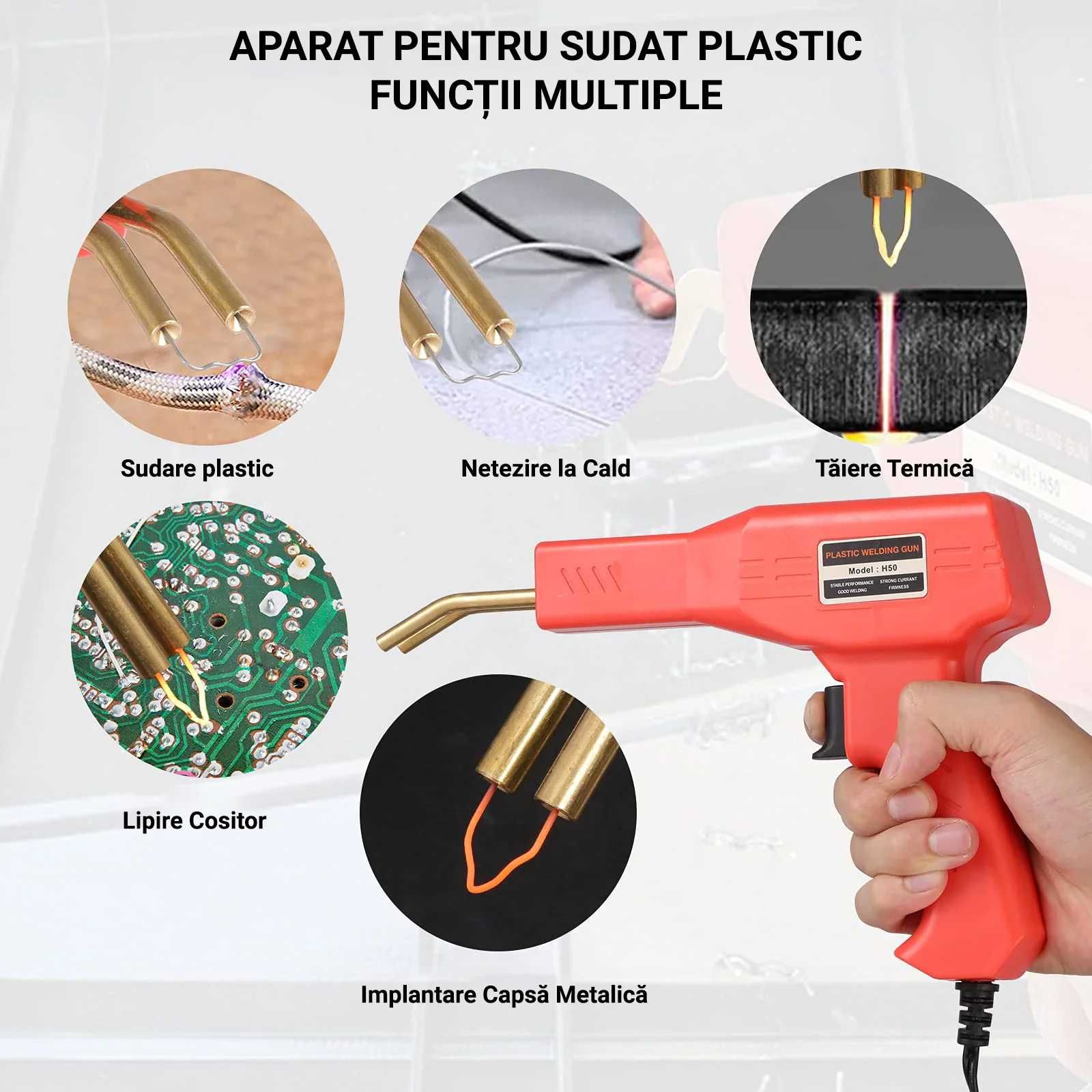 Trusa aparat sudat plastic, pistol lipit/sudat plastic cu 200 capse