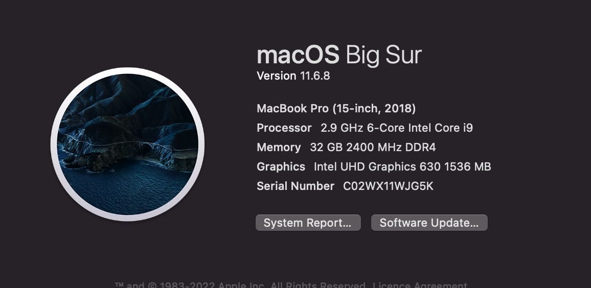 MacBook Pro 15' 2018 i9 32gb ram 1Tb SSD
