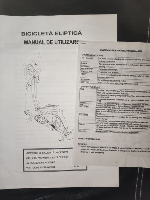 Bicicleta eliptica EcoFit 2601P aproape noua volanta 10kg 32 trepte