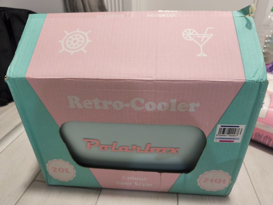 Lada frigorifica pasiva Polarbox Style Pop, 12 litri, Cyan-Baby Rose