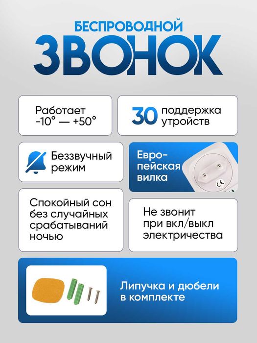 Беспроводной звонок для двери, с большой дальностью